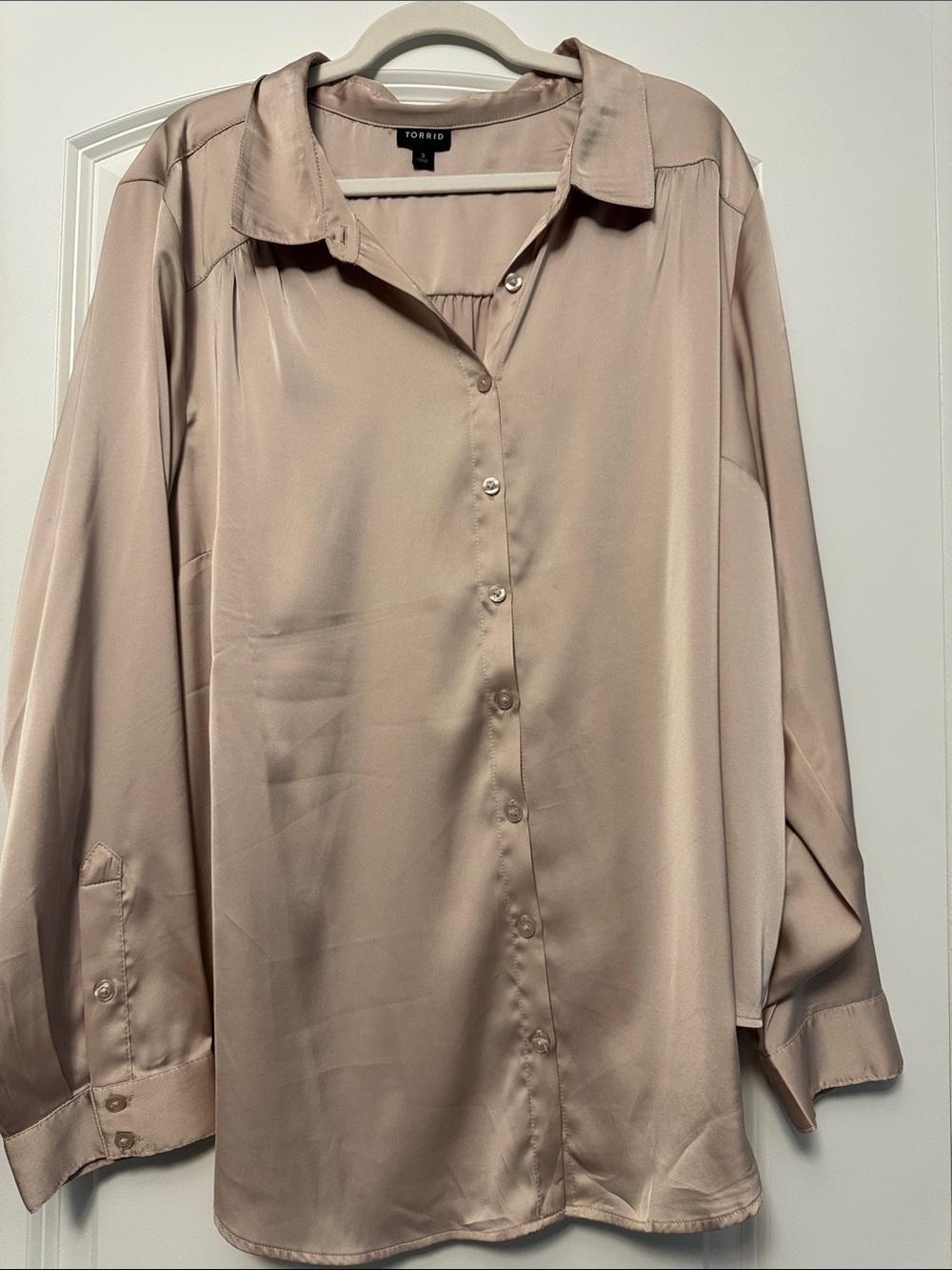 torrid Taupe Satin-Look Button Down Shirt